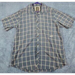 Billabong Men’s Straight Fit Plaid Shorts–Size L–Blue/White – 65/35 Poly‑Cotton